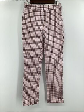 Boden Pink and Navy Plaid Cropped Ankle Pants